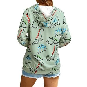 La mejor venta de mujeres 100% algodón manga larga cuello redondo hombro pendiente impreso cómodo pulóver Sudadera CON CAPUCHA DE Bangladesh - Product Image 4