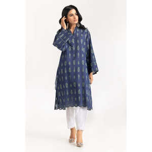 Chemise Jacquard Teinte Bleue pour Femme en Lin et Mousseline avec Logo Brodé et Dentelle, Tailles XL à 4XL, Vêtement Long pour Printemps Automne Y2K - Product Image 2