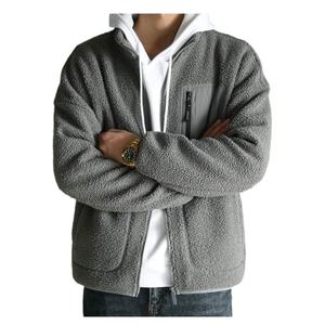 Manufacturer Thick Soft Warm Winter Coat Stand Collar Solid Color Custom <b>Mens</b> <b>Sherpa</b> Fleece <b>Jackets</b> - Product Image 6