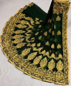 Blusa Étnica de Seda con Bordado de Encaje, Sari Indio a Bajo Precio, para Fiestas, con Pedrería, Tejido de Chifón Lavable, de Lujo - Product Image 4