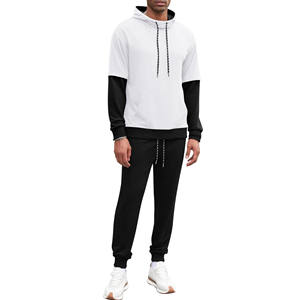 Sweat à capuche pour homme personnalisé, couleurs unies, survêtement avec logo imprimé, pull-over unisexe, pantalon de survêtement pour homme, ensemble 2 pièces au design personnalisé - Product Image 6