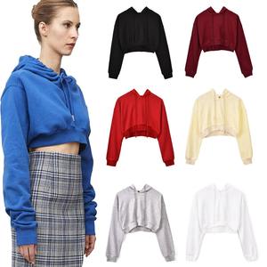 Fabricante OEM Personalizado, Sudaderas Cortas de Alta Calidad para Mujer, Sudaderas Lisas, Conjunto de Sudaderas con Capucha para Chicas, Precio al por Mayor - Product Image 4