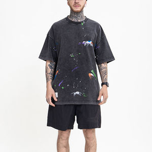 2025 OEM de alta calidad lavado ácido 100% algodón hombres Vintage Streetwear secado rápido transpirable camiseta al por mayor negro - Product Image 1