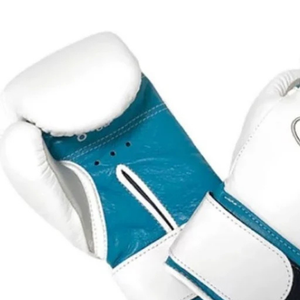 Professional White Sky Blue <b>Leather</b> Boxing <b>Gloves</b> Velcro Wrist Training Sparring <b>Gloves</b> for Men and <b>Women</b> - Product Image 3