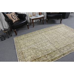 Classique Beige Marron 5X7 ft Laine Fourrure Tapis Turc Patchwork Conception pour Entrée Salon Chevet Rectangle Couloir Forme Latex - Product Image 4