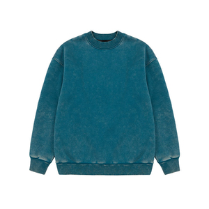 Sweat ras du cou vêtement teint couleur teint sweat col rond Vintage couleur unie à la mode hommes sweats à capuche et sweats - Product Image 2