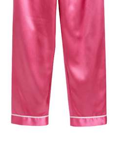 Conjunto de Pijama de Seda Satén Rosa para Mujer, con Botones, Manga Larga, Ropa de Dormir de Lujo, Suave y Brillante - Product Image 6