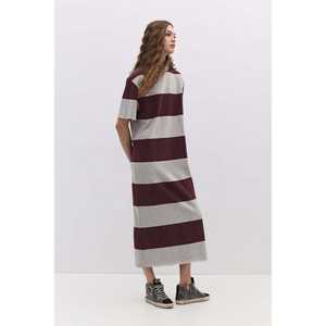 Vestido Midi a Rayas con Cuello Cerrado y Abertura - Product Image 2