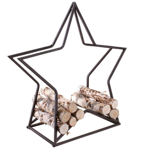 Soporte de troncos para chimenea en forma de estrella, estante de abedul para hogar negro para interiores, cubiertas de herramientas para portador de leña, contenedor de leña, herramienta de Metal - Product Image 1