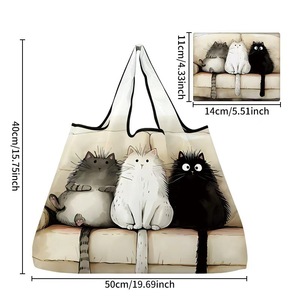 Bolsa de Compras Plegable con Diseño de Gato y Asas de Cuerda para Amantes de los Gatos - Suministro al por Mayor - Product Image 5