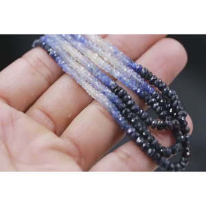 Cuentas de Piedra de Zafiro Azul Facetadas en Forma de Rondelle, Naturales, con Efecto Degradado Brillante, 4mm, Corte Liso, para Joyería, Color Claro - Product Image 5