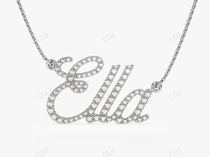 Collier avec nom personnalisé avec chaîne en câble pour femmes Plaqué or 14K/18K Argent sterling et or 18K Moissanite de clarté VVS - Product Image 3