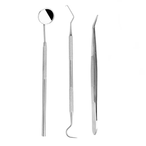 Kit d'instruments dentaires manuels en acier inoxydable de haute qualité, 3 pièces, comprenant un grattoir à dents, un miroir buccal, une sonde, un détartreur chirurgical - Product Image 1
