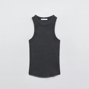 Top Corto de Punto para Mujer, Estilo Informal, Retro, Sexy, con Logo Frontal, Lavado al Agua, Anti-Pilling, Poliéster/Algodón - Product Image 4