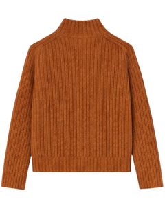 เสื้อคาร์ดิแกนไหมพรมผู้หญิง แขนยาว คอสูง ซิปหน้า เนื้อนุ่ม อุ่นสบาย สำหรับฤดูหนาว สไตล์ลำลอง สีน้ำตาลสนิม - Product Image 2