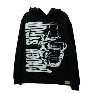 Sudadera Clásica con Estampado de Jarabe para la Tos para Hombre, Corte Regular, Negra, 100% Algodón, Forro de Lana de Alta Calidad para Invierno, Sólida, Antiarrugas - Product Image 4