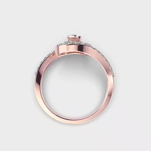 Ensemble de lunette de bague de style vintage bague Art déco 1.50 CT coupe ronde diamant de laboratoire bague de fiançailles cadeaux en or massif 14 carats pour la mariée - Product Image 5