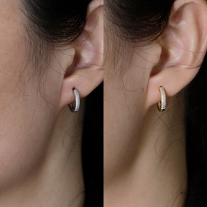 Eh1585 Cá Tính Sụn Piercing Huggie Đồ Trang Sức Mỹ 925 Sterling Bạc Cổ Điển Đầy Đủ Zircon Vòng Hoop Bông Tai Cho Phụ Nữ - Product Image 5