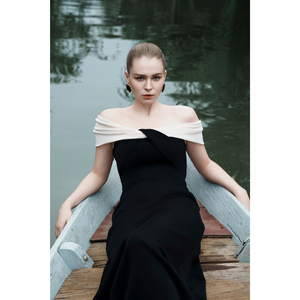 Robe longue droite de style élégant pour femmes LUNA Robe à épaules dénudées Vêtements d'été pour femmes En stock Marque BLANCHE Vietnam - Product Image 1