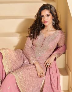 Tenue de soirée exclusive au dernier look élégant en Georgette avec broderie Costume Salwar Fournisseur mondial - Product Image 2