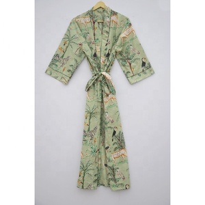 Bata Kimono Floral Elegante de Algodón Puro, Bata de Diseñador para Verano, Transpirable, de Secado Rápido, con Cierre de Cordón, para Damas de Honor, Fiesta en la Playa - Product Image 3