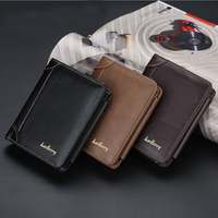 Dompet pria, dompet kulit pria kompak dengan RFID tengah lipat kompartemen untuk pria