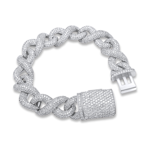 Entièrement glacé rond taille brillant Moissanite diamant 925 argent Sterling hommes Unique lien cubain Bracelet Style Hip Hop pour hommes - Product Image 6