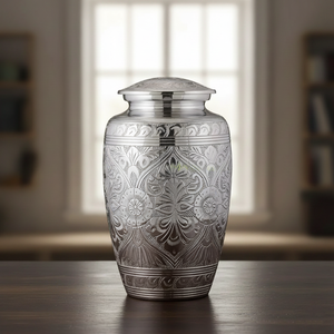 Urne funéraire en aluminium pour cendres humaines adultes, souvenir commémoratif, sépulture, récipient de rangement pour cendres avec couvercle sécurisé - Product Image 1