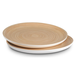 Venta al por mayor de bambú ecológico hilado bandeja de servir de forma redonda decorativa bandeja de comida hecha a mano de Vietnam - Product Image 3