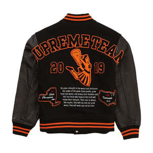 Parches de chenilla bordados de alta calidad, Mangas de cuero de lana genuina, chaqueta universitaria, botón para invierno, Letterman - Product Image 2