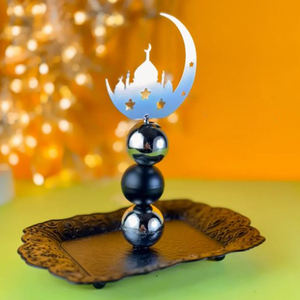 Middle East Arab <b>Holiday</b> Home Snack Tray Ramadan <b>Supplies</b> Rectangular Tray Wooden Material With Metal Handles - Product Image 2