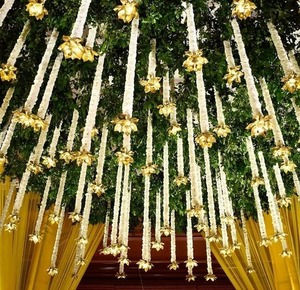 สีขาวMarigoldแขวนผนังโลหะผู้ถือบัวสําหรับงานแต่งงานตกแต่งฉากหลังGarlandsสําหรับHaldi Mehndiฟังก์ชั่นDecor - Product Image 3