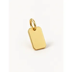 Colgante de latón chapado en oro de 18 quilates con diseño de placa de identificación para perro, estilo religioso con número de 8 mm para fabricación de joyas - Product Image 1