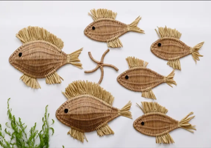 ชุดรูปทรงปลาน่ารักที่ทำจากเส้นใยหวายระดับพรีเมียมสำหรับตกแต่งบ้านและผนังที่สร้างขึ้นในเวียดนามโดยซัพพลายเออร์ที่เชื่อถือได้-Sisu - Product Image 2