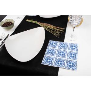 Servilletas con Estampado Azulejo Azul de 40x40cm, Bambutex Natural, 600 Unidades, B2B - Product Image 3
