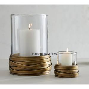 Most Selling Silver Shiny Polished Metal Base For Clear <b>Glass</b> Hurricane Candle Holder Wedding Table Centerpiece Decoration - Product Image 2