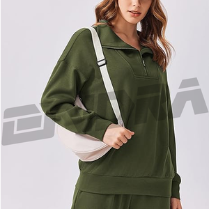 ชุดวอร์มสีเขียวมะกอกสุดเทรนดี้ ผ้าเนื้อนุ่ม ทรงเข้ารูป เหมาะสำหรับออกกำลังกาย เดินทาง สตรีทแวร์ สไตล์สบายๆ สำหรับผู้หญิง - Product Image 4