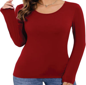 <b>Men's</b> <b>T</b>-<b>shirts</b> Layered Or Solo This Women Long Sleeve <b>Scoop</b> <b>Neck</b> <b>T</b> <b>Shirt</b> In Rayon Blend Offers Stretchy Slim Fit Comfort - Product Image 3