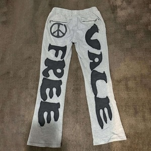 Pantalones Vintage con apliques personalizados, pantalones de pierna ancha con gráfico, parche bordado, pantalones de chándal acampanados lavados con ácido para correr apilados para hombres - Product Image 4