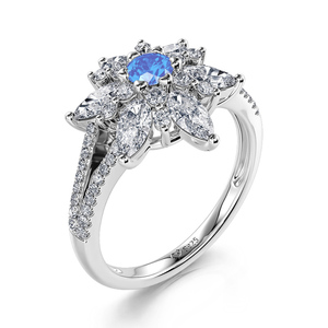 Jeulia Sterling Silver Snowflake Marquise Cut <b>Split</b> Shank <b>Ring</b> Rose Gold Plated Adjustable - Product Image 2