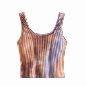 Tops Cortos Estampados para Mujer al por Mayor, Transpirables, de Punto, Sexys, con Estilo Tie-Dye, sin Mangas, Casuales, Cortos y Transpirables - Product Image 5