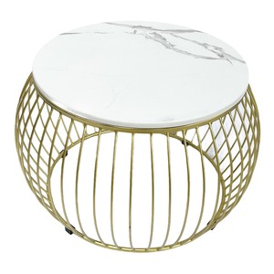 Modern Simple 72x72x45cm Convertible <b>Sofa</b> <b>Table</b> Durable Stone Top and Powder-Coated Iron Frame Tea <b>Table</b> Side <b>Table</b> TT68136 - Product Image 6