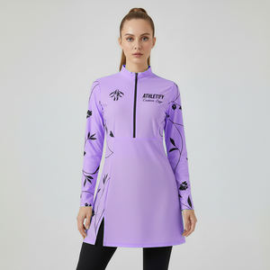 Tenue modeste élégante, respirante, durable, légère, à manches longues, à motifs floraux, haut modeste musulman, vêtements de sport sublimés, vêtements modestes - Product Image 1