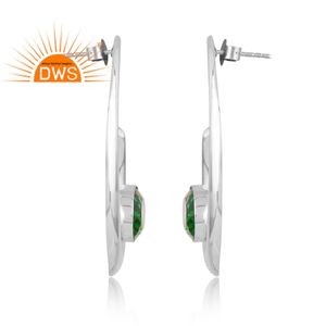 ต่างหูควอตซ์ไดออปไซด์แบบคู่ทำจากเงินแท้สีออกซิไดโอด - Product Image 3