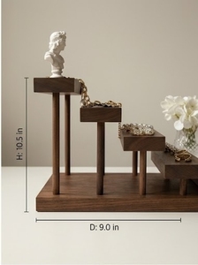 Présentoir à bijoux en bois écologique, rustique, rectangulaire, minimaliste, multi-niveaux, pour la décoration intérieure et le rangement de chambre - Product Image 2