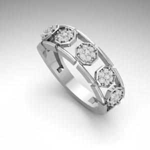 Anillo de Eternidad Geométrico Moderno de Oro de 14K y Diamantes Naturales para Mujer - Product Image 1