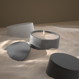 8oz Runde Klassische Leere Beton-Kerzengläser Handgefertigte Umweltfreundliche Nordische Minimalistische Zement-Kerzenbehälter für Hochzeitsgeschenke - Product Image 3