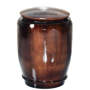 Urnas de cremación con acabado transparente de madera marrón, urna de 4-5L de diseño moderno Art Deco hecha a mano con forma rectangular de madera maciza - Product Image 1