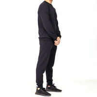 Ensemble de survêtement d'hiver pour hommes - Jogging en molleton polyester/coton à col rond pour l'entraînement sportif