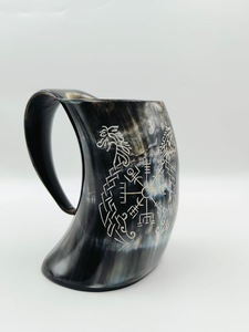 Taza de cuerno para beber vikingo Medieval hecha a mano, taza de cuerno tradicional de cerveza Ale Mead de cuerno de búfalo Natural de Crescent Crafts - Product Image 6